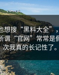 如果你也想搜“黑料大全”，先看完这段：所谓“官网”常常是假冒，这次我真的长记性了。